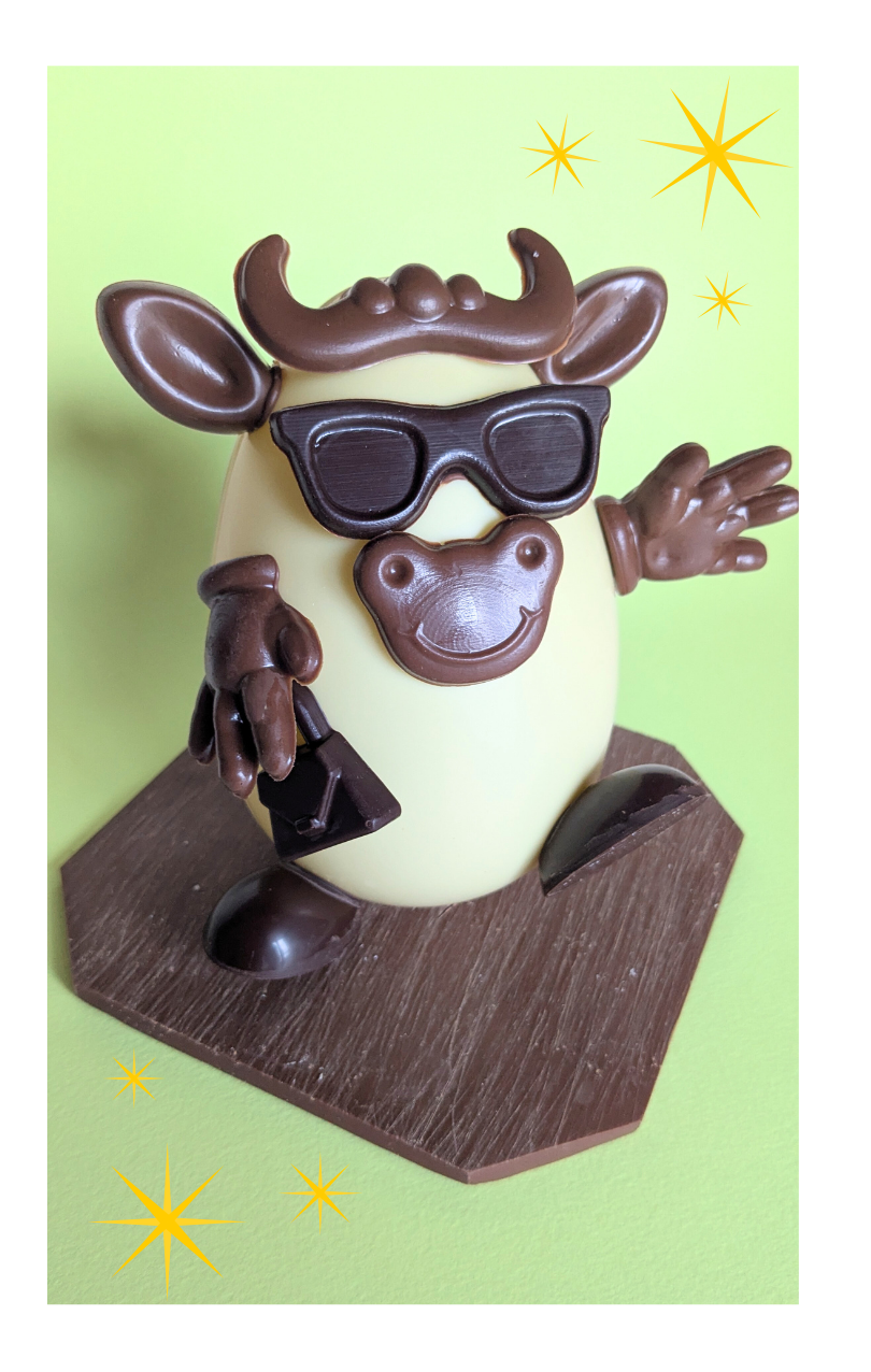 Uovo Mucca Miranda 300g in cioccolato bianco